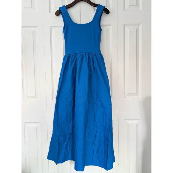 J. Crew Drop Waist Mixy Dress With Poplin Skirt Size XXS Blue‎ Midi NWT CJ497 - Picture 4 of 7